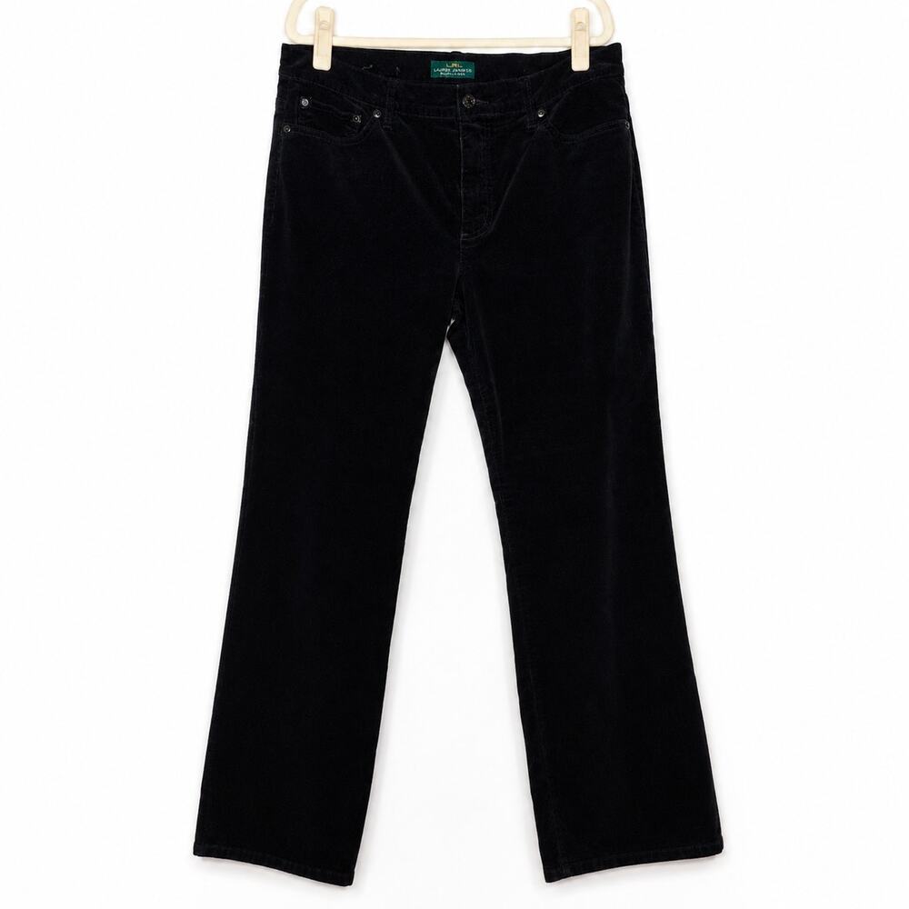 Lauren Ralph Lauren Corduroy Pants Black Straight‎ Stretch Bootcut 16 Heritage